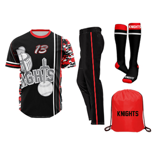 Ensemble d'uniformes de baseball personnalisés bicolores noir et beige, maillot d'équipe sublimé, vente en gros, kit uniforme scolaire et universitaire - Product Image 1