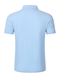 Men's Light Blue Solid Color Short Sleeve Pique for Shirt Regular Fit Casual Breathable Digital Printed Jersey Fabric - Product Image 3