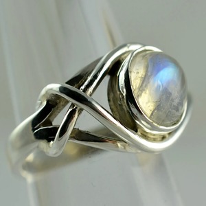 Rainbow Moonstone <b>Ring</b> 925 Sterling Silver Handmade Statement Promise <b>Ring</b> for Women Boho Round June Birthstone Jewelry - Product Image 3
