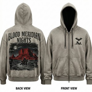 Custom Grey Acid Wash Hoodie Vintage Streetwear Graphic Print Pullover High Gsm Heavyweight Fleece Hooded Sweatshirt Wholesale - Product Image 4