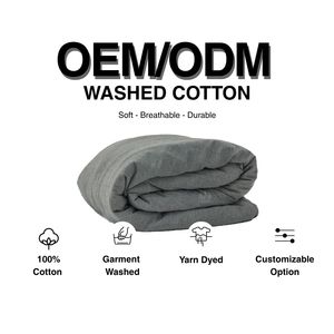 Housse de couette à carreaux indigo, prélavée, 100% coton, aspect lin, taille et couleur personnalisées, douce, respirante, absorbante, OEM ODM - Product Image 1