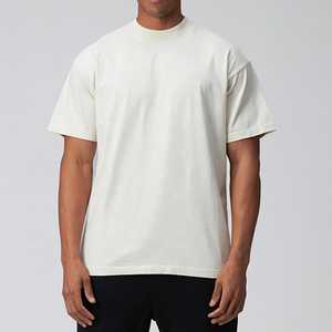 T-shirt Homme Oversize Marron en Coton Épais à Manches Classiques Col Rond Décontracté Imprimé en Relief en Jersey Tricoté Épaules Tombantes - Product Image 6