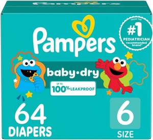 Pañales Desechables Pampers Baby Dry Talla 6, Paquete de 64 Pañales Absorbentes para Bebés (El Empaque Puede Variar) - Product Image 1