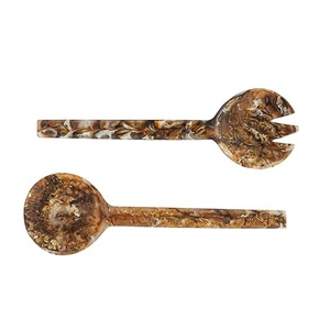 Juego de tenedor y cuchara para servir ensalada de resina de poliéster moderna, utensilios de cocina de calidad alimentaria, cuchara grande para servir ensalada, utensilios de cocina para el hogar. - Product Image 1