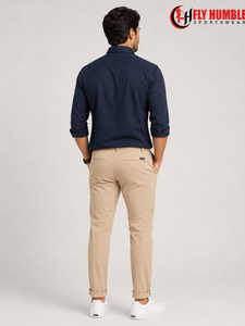 Pantalones Casuales Color Caqui para Hombre Fly Humble, Corte Recto, Cintura Media, Bolsillos Laterales, Forro de Felpa de Poliéster/Algodón, Transpirables - Product Image 5