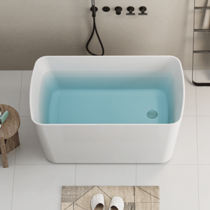 49 "bianco lucido acrilico Freestanding vasca da bagno di forma quadrata giapponese vasca idromassaggio con straripamento cromato scarico rapido 24A01-49 - Product Image 1