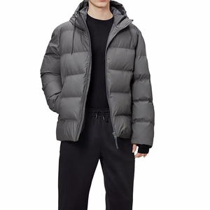 Blouson matelassé à capuche pour homme, hiver, décontracté, épais, rembourrage en polyester, coupe-vent, fermeture éclair, couleur unie, coupe ample, longueur standard - Product Image 4