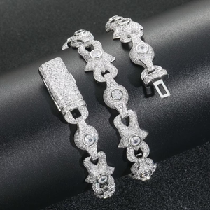 Iced Out Designer Link <b>Bracelet</b> Silver Hip Hop Diamond Simulated Stone Luxury Chain Jewelry Gift Unisex - Product Image 1