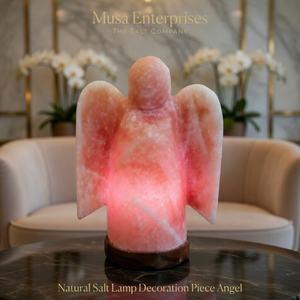 Lampe de sel rose de l'Himalaya naturelle, figurine d'ange, faite à la main, portable, purificateur d'air, veilleuse, énergie curative, article cadeau - Product Image 3