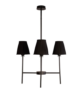 Wholesale Modern Shaded Chandelier Bulk Matte <b>Black</b> Pendant <b>Light</b> Factory Price Retro Fabric <b>Shade</b> Hanging Lamp - Product Image 1