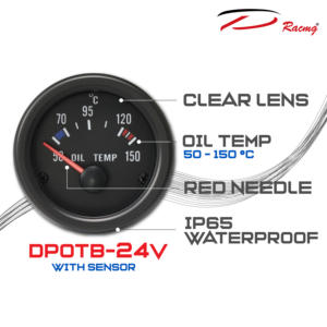 52mm universel 24V VDC 50 ~ 150C plaque frontale noire pour compteur automatique nouvelle lentille plate étanche jante jauge de température d'huile IP65 étanche pour - Product Image 3