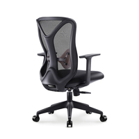 Chaise de bureau ergonomique noire à dossier mi-haut en tissu maillé respirant pour salle d'attente, centre d'appels et personnel de bureau