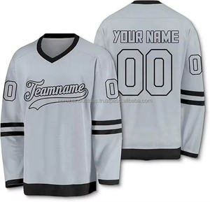 Maillot de hockey sur glace unisexe à col en V et manches longues, personnalisable avec nom et numéro, en polyester, OEM, nom d'équipe vierge pour compétition et entraînement - Product Image 3