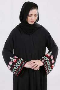 Abaya Casual Bordada con Cuentas y Flores, Cuello en V, Manga Larga, Estilo Dubai, Túnica Cardigan de Oriente Medio, Transpirable, Musulmana - Product Image 5