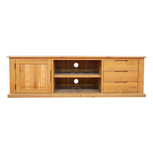 Modern Light Brown Solid Wood <b>TV</b> <b>Stand</b> with Drawers and Open Shelf for Living Room Furniture 50-54 In <b>TV</b> Use - Product Image 2