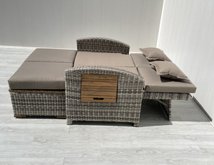 DS00054 Chaise longue double réglable en acier et bois de teck, non pliable, pour extérieur, style villa moderne, directement de l'usine au Vietnam - Product Image 3