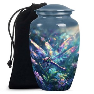 Rounded Lid Aluminum Urn for Human Ashes Adult Size - Curved Cover Metal Cremation Urn - Dome Top <b>Memorial</b> <b>Vase</b> for Funeral - Product Image 3