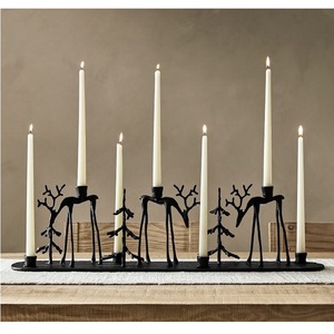 Stylish Deign Unique Metal Reindeer Sleigh Christmas Decor With Trees Candle Holders Traditional Handmade Home Decorative Items - Product Image 5