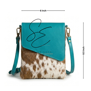 Turquoise <b>Leather</b> Fur Cowhide Purse Vintage Real <b>Leather</b> Crossbody Mobile <b>Bag</b> Everyday Personalised <b>Small</b> Sling <b>Bag</b> For Men Wome - Product Image 3