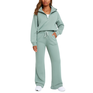 Conjunto de Ropa Casual para Mujer, Dos Piezas, Sudadera con Capucha y Cremallera, Pantalones a Juego, Suministro de Fábrica OEM - Product Image 4