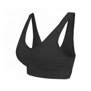 Sujetador deportivo sin costuras para mujer, soporte medio, color liso, transpirable, elástico, para yoga y fitness, top de entrenamiento para gimnasio. - Product Image 3