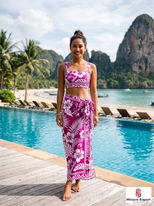 Lightweight 100% Polyester Twill Sarong Pareo Women Beach Wrap Swimwear Summer Holiday Travel Resort Custom Manufacturer - Product Image 4