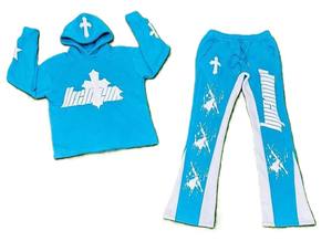 Nouvelle collection OEM : Ensemble sweat-shirt et pantalon de survêtement streetwear pour garçons, avec sérigraphie, délavage à l'acide, couleur unie, effet vieilli et broderies - Product Image 4