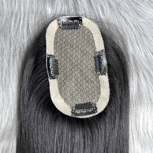 Toppers europeos de cabello humano para adelgazar el cabello 3x4 3x5 4x5 7X7 Base atada a mano completa Topper pieza de cabello humano - Product Image 3