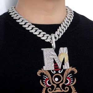 Iced Out Pendant Baguette Center Diamond <b>Charm</b> Yellow Stone Hip Hop Jewellery Micro Pave Round Stones <b>Silver</b> - Product Image 1