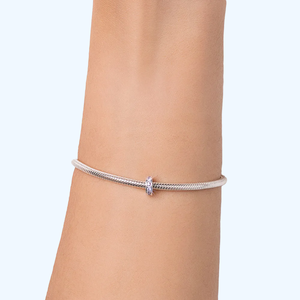 Pulsera de Cadena Chapada en Plata de Ley 925 para Mujer con Engaste de Diamantes Redondos, Joyería de Estilo Clásico para Regalo - Product Image 1