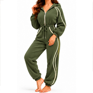 Combinaison en polaire pour femmes EAZWEARS, poignets côtelés, confortable, mode hiver, vente en gros, fabricant, marque privée, directement de l'usine - Product Image 4