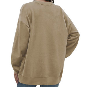 Cardigan à capuche de haute qualité pour l'automne/hiver, haut de sport, manteau boutonné, sans doublure, décontracté, respirant, en tissu tricoté long, coton/polyester - Product Image 2