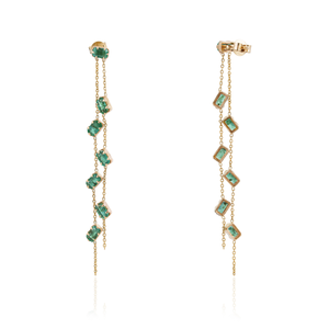 Pendientes Colgantes de Oro Amarillo de 14K con Cadena de Doble Eslabón y Esmeralda Genuina, Joyería Fina, Piedra de Nacimiento de Mayo, Ligeros, Productos de Gran Demanda - Product Image 5