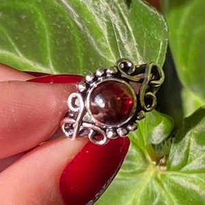 Handmade Sterling Silver Blood Red <b>Garnet</b> Ring Cherry Red Stone Unisex Boho Hippie Jewelry Gift Wholesale - Product Image 1