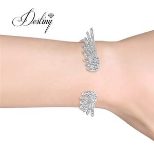 Brazalete Abierto con Alas de Ángel de Moda, Brazalete Daisini Adornado con Cristales de <span class=keywords><strong>Swarovski</strong></span>, Joyería de Plata 925 para Mujer - Product Image 6