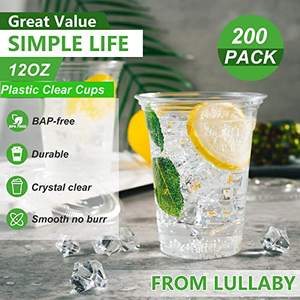 Vasos Desechables Biodegradables Transparentes de 12oz, de Plástico PET, a Prueba de Fugas, Libres de BPA, para Jugos, Refrescos, Café Helado, Agua, Fiestas, Ecológicos, Paquete de 50 - Product Image 6