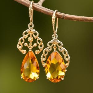 ต่างหูเงินแท้ 925 ดีไซน์เนอร์ประดับพลอยเลมอน แฟชั่นแบบห้อยสำหรับผู้หญิงและเด็กผู้หญิง - Product Image 3