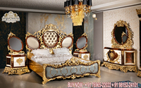Lit en teck sculpté à la main de style indien traditionnel avec table de chevet finition dorée Nouvelle arrivée Design romantique simple et élégant