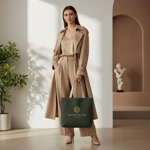Sac fourre-tout personnalisé avec logo, sac à bandoulière en toile, sac de shopping décontracté, écologique, grand format, vert foncé, unisexe - Product Image 3