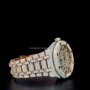 Classic rose gold Diamond tester Certified Moissanite rose Gold <b>automatic</b> Skele-ton watch VVS moissanite Diamond Watch - Product Image 4