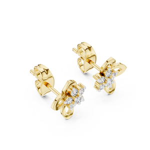 Juego de pendientes de diamantes cultivados en laboratorio con pétalos florales, engastados en oro amarillo de 18 quilates, para mujer, para compromiso, boda, fiesta, regalo de San Valentín, uso diario - Product Image 3