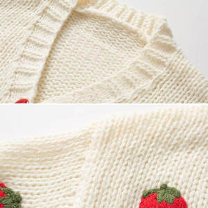 <b>Cardigan</b> <b>Sweater</b> Customized Color Regular Korean Style Winter Breathable Quick Dry Cotton V Neck Embroidery Full Sleeve - Product Image 3