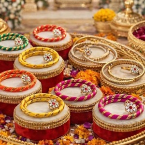 Handcrafted Festive <b>Bangles</b> Radiate Elegance and Cultural Charm Perfect For Weddings Poojas And Special Occasions - Product Image 1