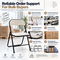Chaise pliante rembourrée en tissu de coton avec structure métallique, portable, pour bureau, réunion, événement, formation