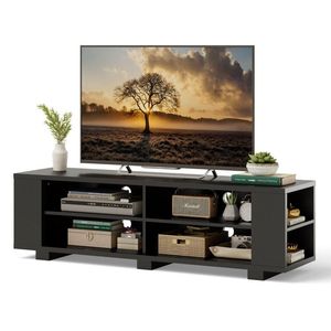 Mobile TV Moderno in Legno con 8 Ripiani Aperti per TV a Schermo Piatto da 65 Pollici, Mobiletto Console per Soggiorno - Product Image 3
