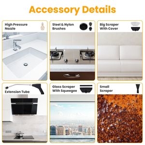 Limpiador de vapor de mano de alta temperatura de 1500W, 3,5 Bar, vapor presurizado, 15S, calentamiento rápido, pantalla Digital de 6 modos, tanque de agua grande de 1200ML - Product Image 6