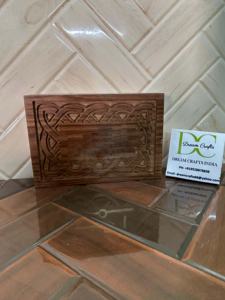 กล่องไม้ใส่เครื่องประดับทรงสี่เหลี่ยมผืนผ้าดีไซน์แกะสลักหีบสมบัติที่เก็บขวดน้ำหอมส่วนบุคคล - Product Image 2