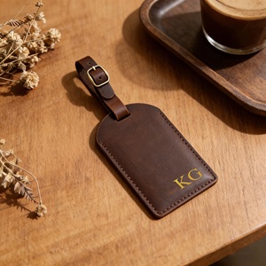 Étiquettes de bagages en cuir véritable personnalisées, accessoires de voyage de luxe, étiquettes de valise avec rabat de confidentialité, vente en gros, nouveauté LMP-0220 - Product Image 6