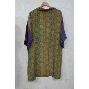 Kimono Largo de Seda Vintage con Parches, Talla Grande, Transpirable, para Otoño |   Bata de Estilo Bohemio |   Bata de Lujo Sostenible - Product Image 5