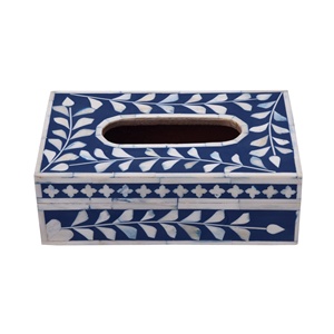 Boîte à mouchoirs carrée en os incrusté sur mesure, design classique, faite à la main, écologique et portable - Product Image 5